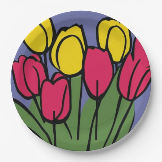 春チューリップ ペーパープレート (正面)