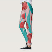 春チューリップ、手描きフローラルパターン レギンス (左)