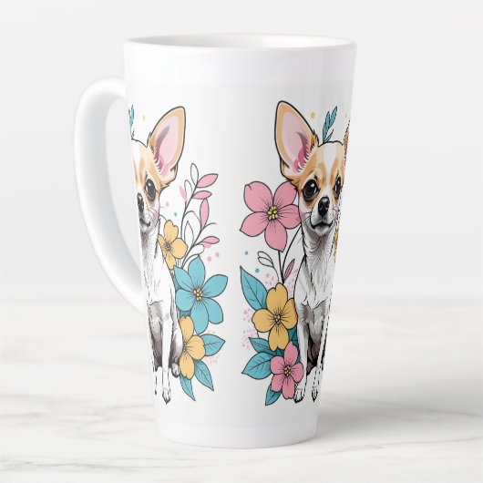 春チワワ カフェラテマグ (左アングル)