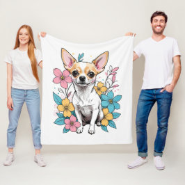 春チワワ フリースブランケット