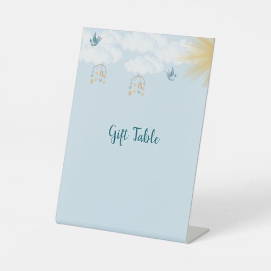 春ツイン赤ちゃんシャワー標識 台座サイン (正面)