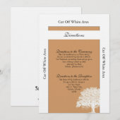 春ツリーの茶色/白結婚の方向カード 招待状 (正面/裏面)