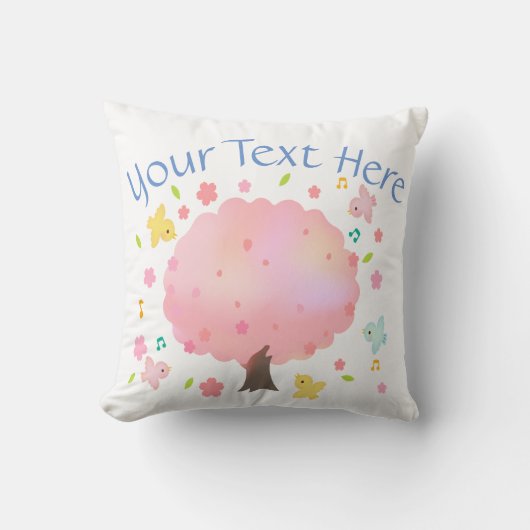 春ツリー&バードカスタムズ クッション (正面)