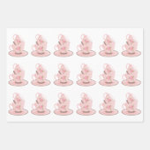 春ティーパーティーピンク包み紙 ラッピングペーパーシート (正面2)