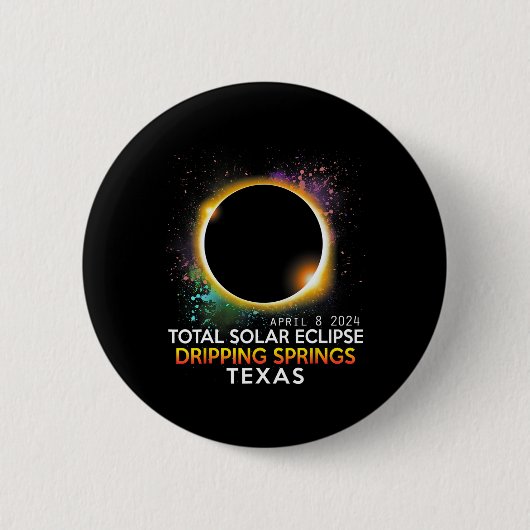 春テキサス州トータル太陽のEclipse 2024 缶バッジ (正面)