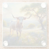 春テキサス州ロングホーン牛 ガラスコースター (裏面)