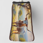 春テキサス州ロングホーン牛 ゴルフヘッドカバー (回転90)