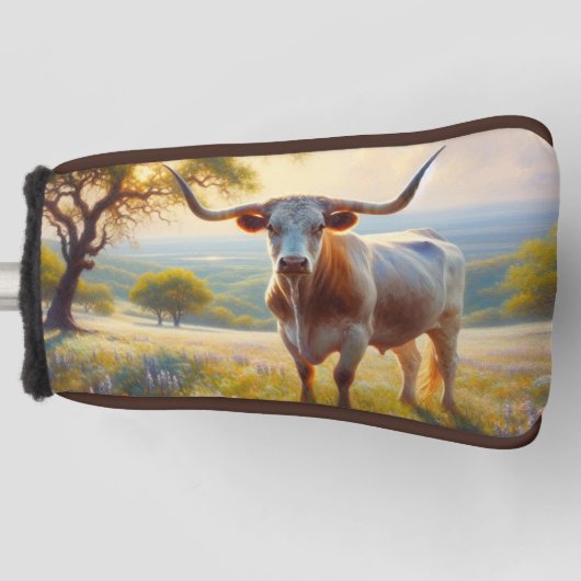 春テキサス州ロングホーン牛 ゴルフヘッドカバー (正面)