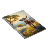 春テキサス州ロングホーン牛 ノートブック (右側)