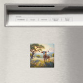 春テキサス州ロングホーン牛 マグネット (インサイチュ (食洗機))