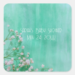 春テーマベビーイン開花ツインズベビーシャワー スクエアシール