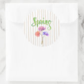 春テーマ、明るい水色フローラシール ラウンドシール (バッグ)