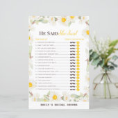 春デイジーフラワーブライダルシャワーゲームプリント (スタンド正面)