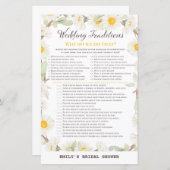 春デイジーフラワーブライダルシャワーゲームプリント (正面/裏面)