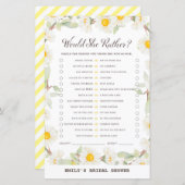 春デイジーフラワーブライダルシャワーゲームプリント (正面/裏面)