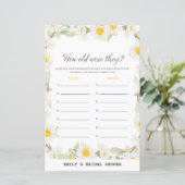 春デイジーフラワーブライダルシャワーゲームプリント (スタンド正面)