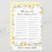 春デイジーフラワーブライダルシャワーゲームプリント (正面/裏面)