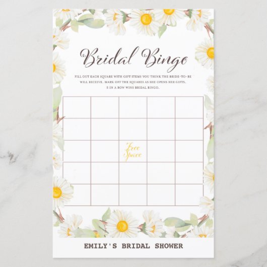 春デイジーフラワーブライダルシャワーゲームプリント (正面)