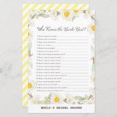 春デイジーフラワーブライダルシャワーゲームプリント (正面/裏面)