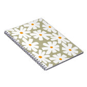 春デイジーフローラレトロパターンセージ緑 ノートブック (右側)