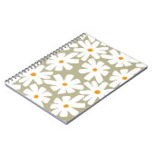 春デイジーフローラレトロパターンセージ緑 ノートブック (左側)