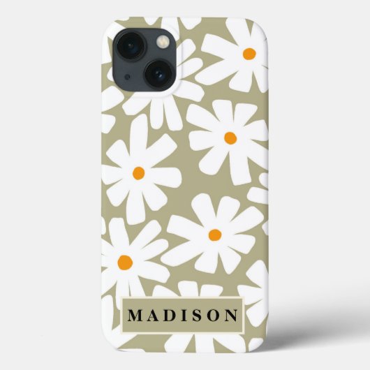 春デイジーフローラレトロパターンセージ緑 Case-Mate iPhoneケース (裏面)