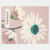 春デイジーモダンフローラ開花パーソナライズされた フリースブランケット (正面(横))