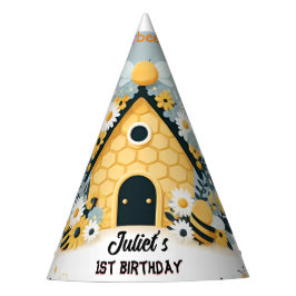 春デイジー黄色の最初の1日bee誕生日 パーティーハット