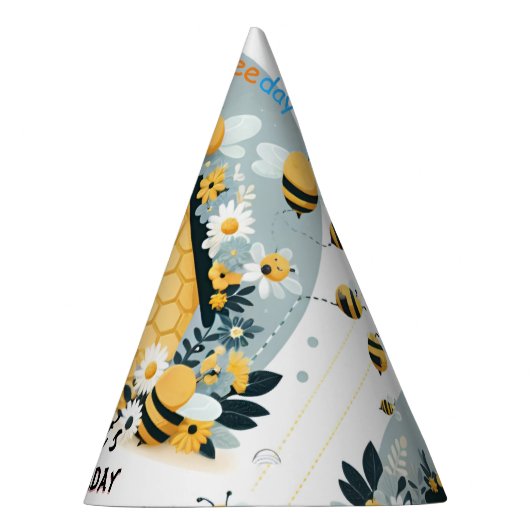 春デイジー黄色の最初の1日bee誕生日 パーティーハット (右)