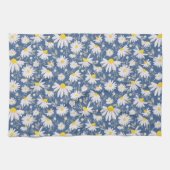 春デイジー – ダークブルー キッチンタオル (横)