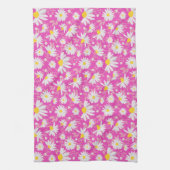 春デイジー – ピンク キッチンタオル (縦)