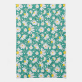 春デイジー – ブライトグリーン キッチンタオル (縦)