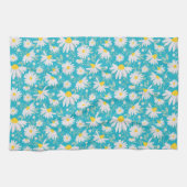 春デイジー – ブライトブルー キッチンタオル (横)