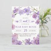 春デリケート紫の花ベビーsipと参照 招待状 (スタンド正面)