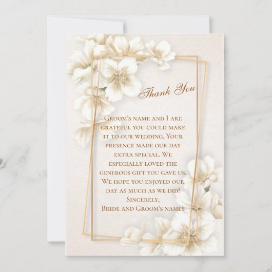 春ドッウッド結婚フラワーのサンキューカード セーブザデート (正面)