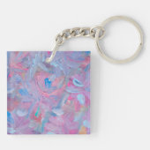 春ドリームフローラアクリル正方形キーチェーン。 キーホルダー (裏面)