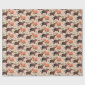 春ニュートラルカラーキュートカピカピバラ柄 ラッピングペーパー (フラット)