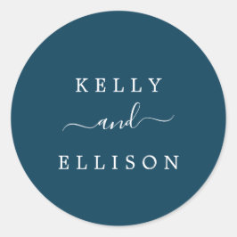 春ネイビーブルー結婚とホワイト封筒用シール ラウンドシール