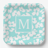 春ハナミズキ花柄モノグラカスタムム    ペーパープレート (正面)