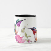 春ハミングバードと明るい色の花 マグカップ (中央)