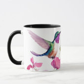 春ハミングバードと明るい色の花 マグカップ (左)