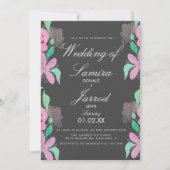 春ハンドウォーターカラーピンク緑結婚色 招待状 (正面)