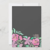 春ハンドウォーターカラーピンク緑結婚色 招待状 (裏面)