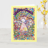 春ハートががんでエンジェルグリーティングカードが使えない カード (黄色い花)