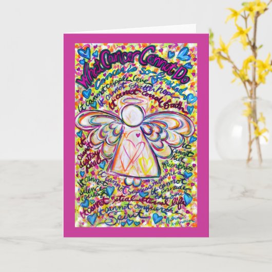 春ハートががんエンジェルグリーティングカードを使用できない カード (黄色い花)