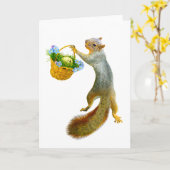 春バスケットカード付きリス カード (黄色い花)