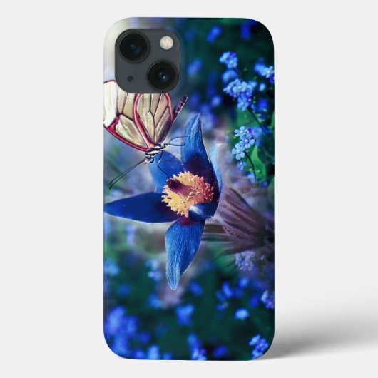 春バタフライオンブルーフラワー Case-Mate iPhoneケース (裏面)