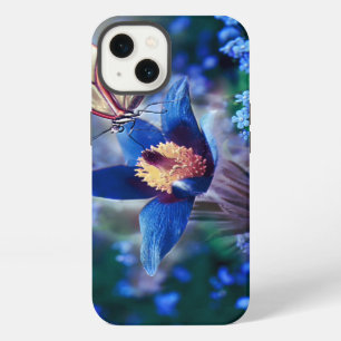 春バタフライオンブルーフラワー iPhone 13ケース
