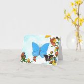 春バタフライコラージカラー折り畳み カード (黄色い花)