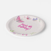 春バタフライバースデーパーティープレート ペーパープレート (アングル)